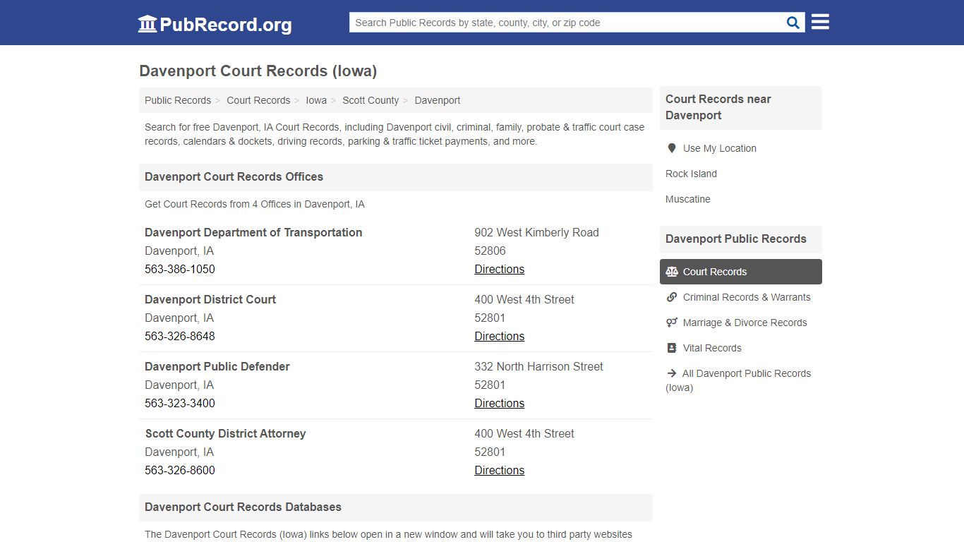 Free Davenport Court Records (Iowa Court Records) - PubRecord.org